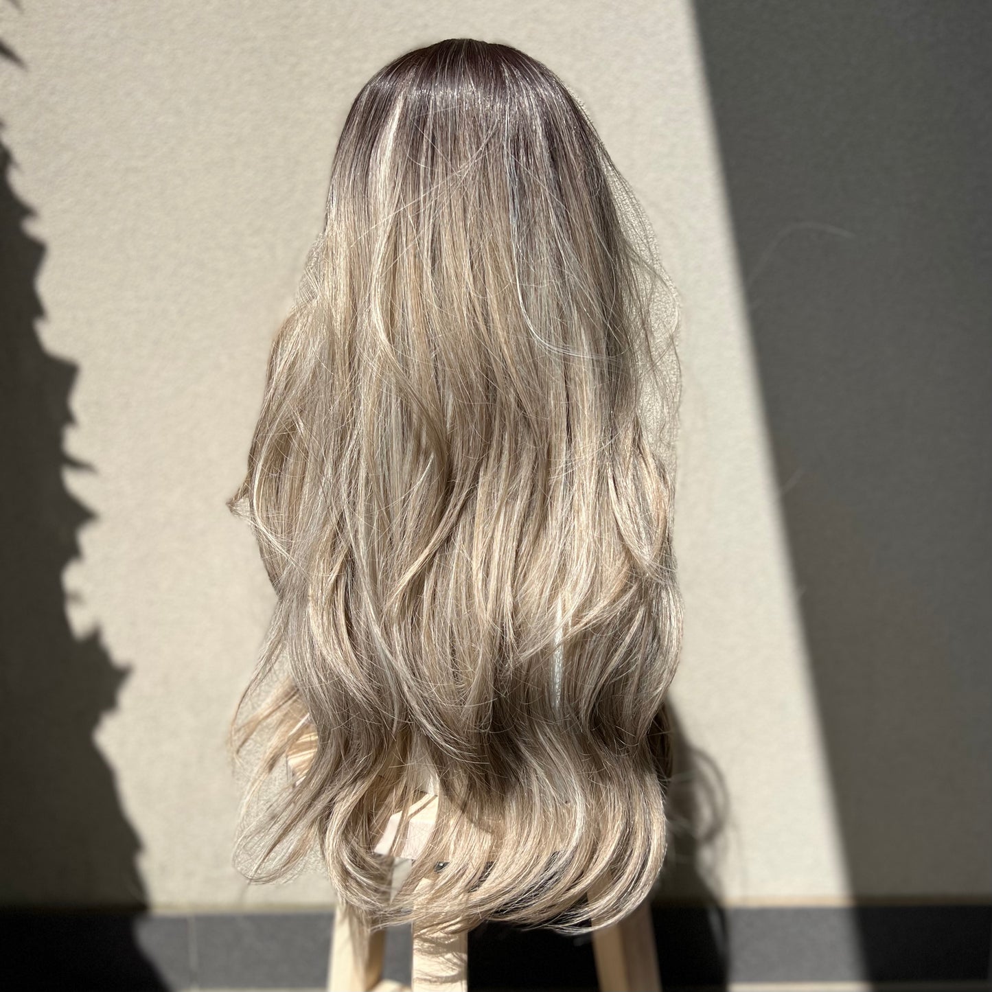 Ash Blonde Long Length Wavy Wig