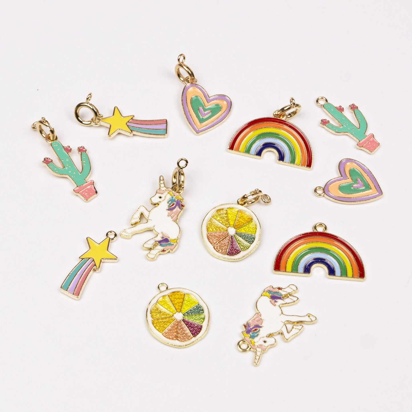 12-Piece Enamel Charm Set for Shoe Laces and Accessories - Colorful Skate and Rainbow Designs