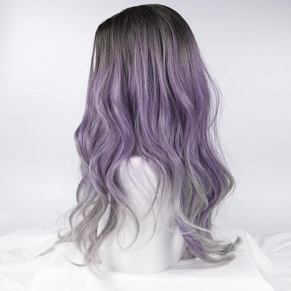 Ash Brown Lilac Ash Grey Gradient Loose Wave Long Length Wig - IVYPHANT