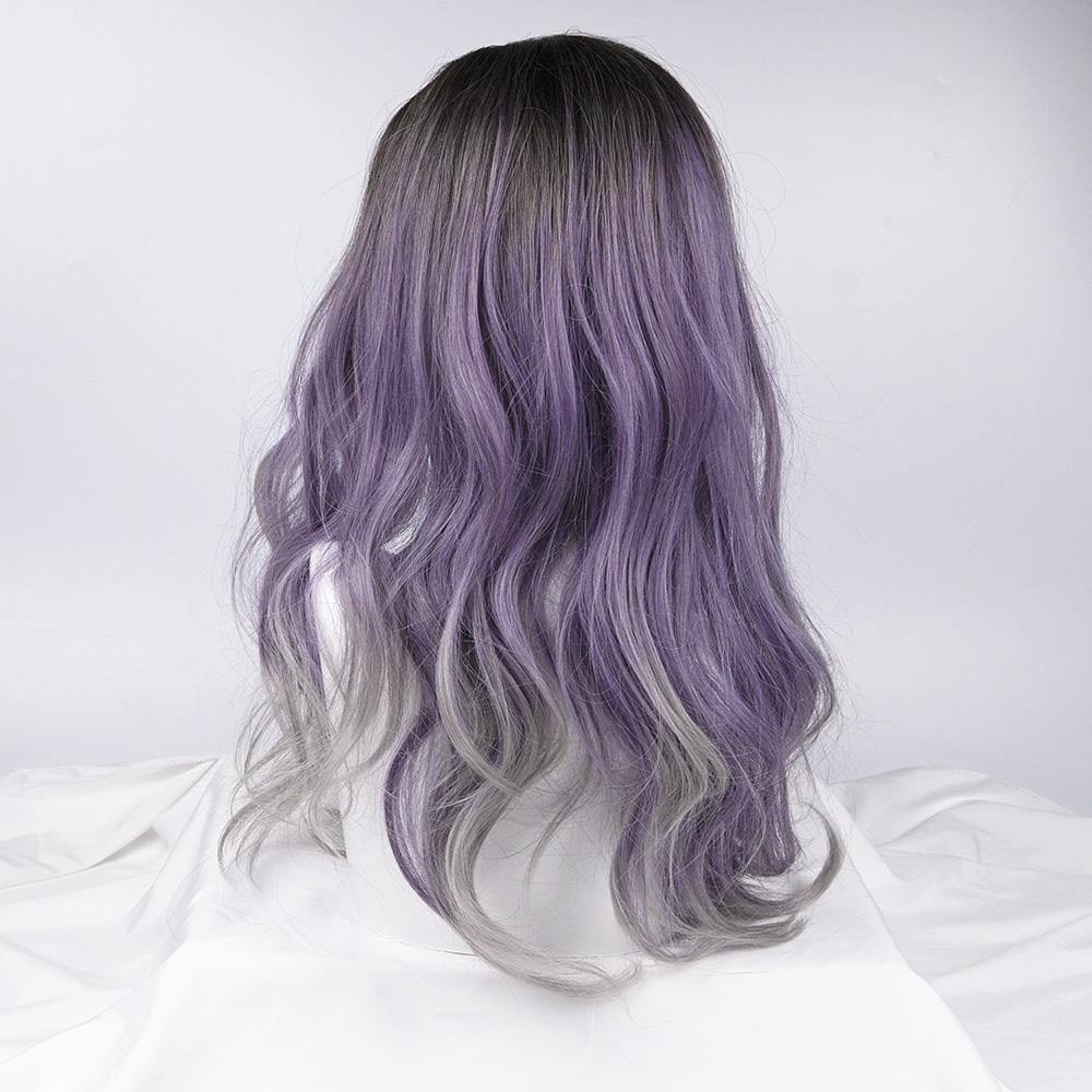 Ash Brown Lilac Ash Grey Gradient Loose Wave Long Length Wig - IVYPHANT