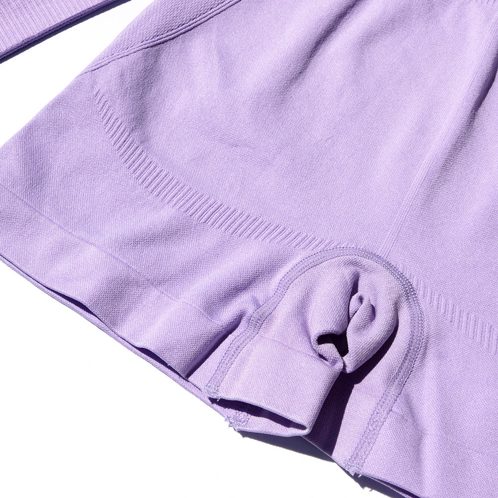 Crop Tank High Waist Bike Short Set - Lilac - IVYPHANT