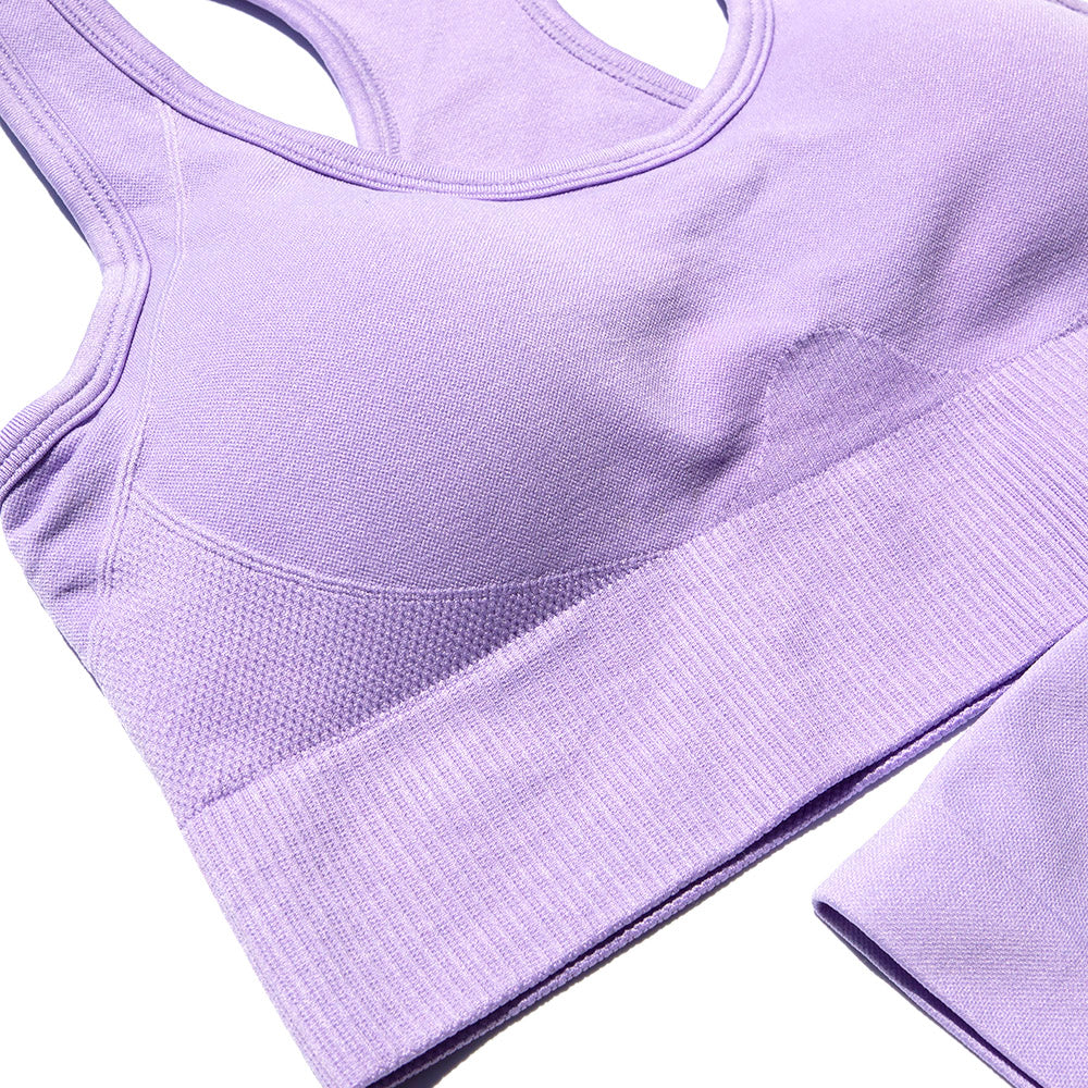 Crop Tank High Waist Bike Short Set - Lilac - IVYPHANT