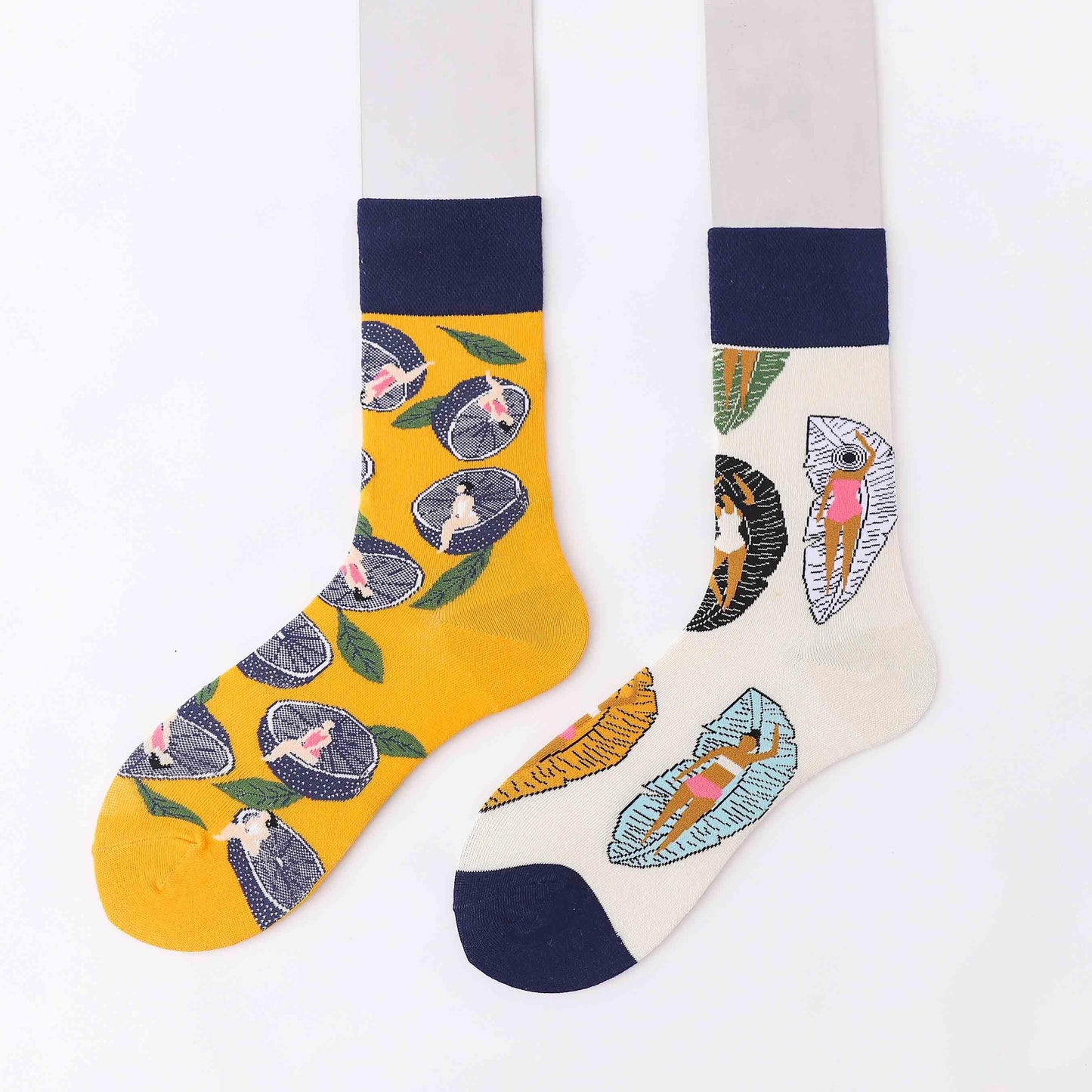 Fruit Print Novelty Socks - Lemon - IVYPHANT