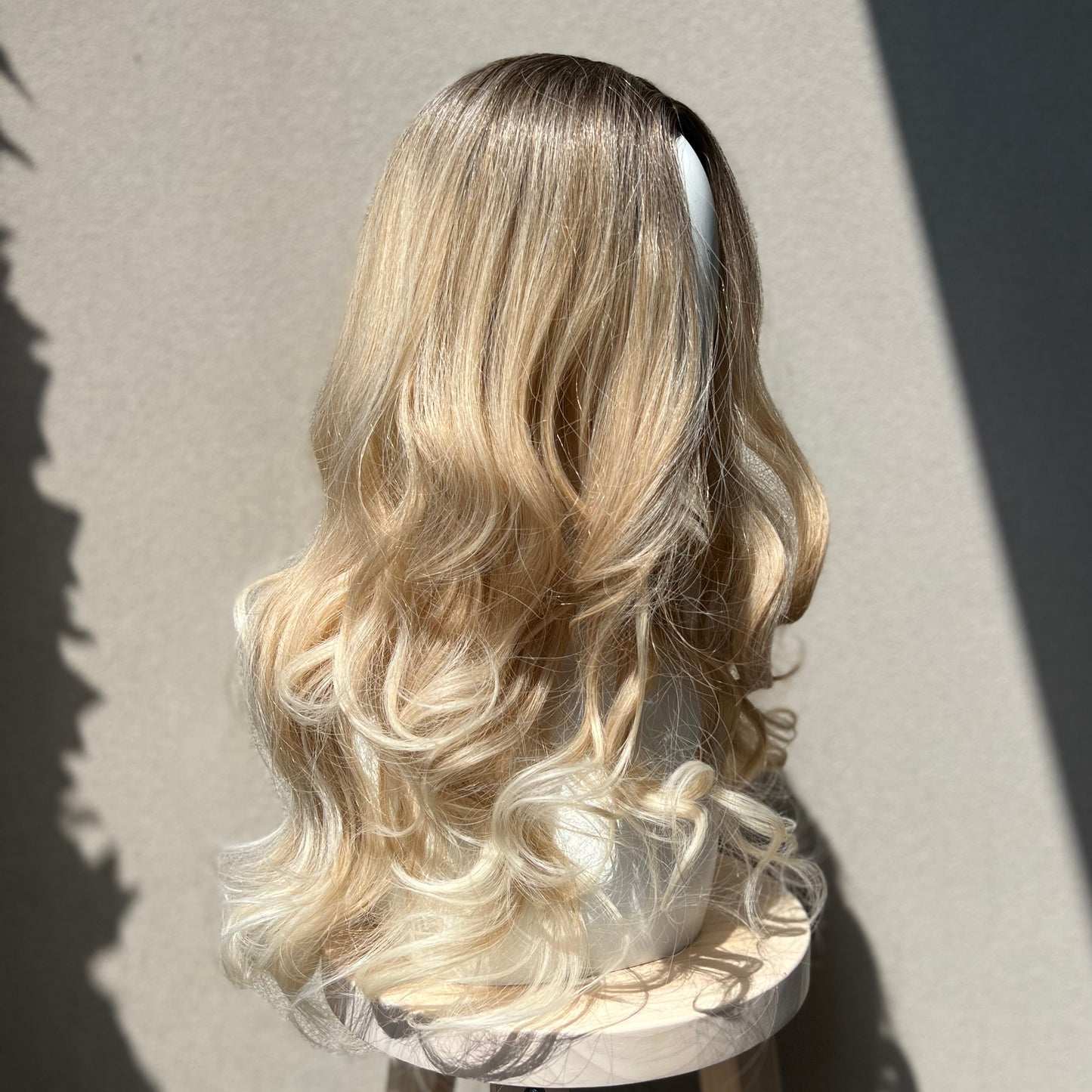 Ombre Brown to Light Blonde Long Beach Waves Wig
