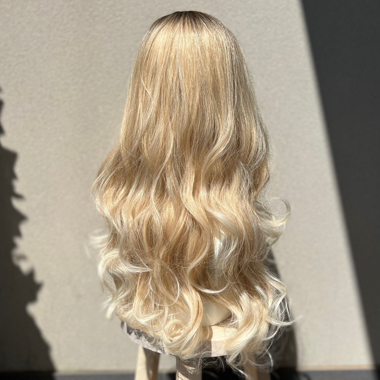 Ombre Brown to Light Blonde Long Beach Waves Wig