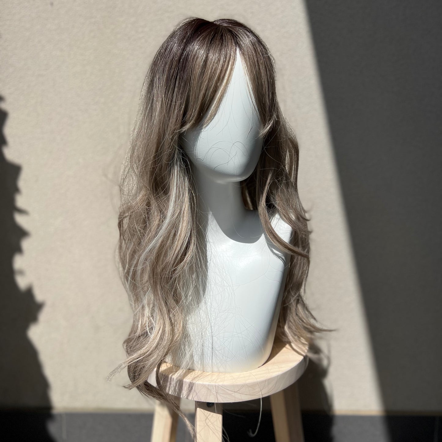 Ash Blonde Long Length Wavy Wig