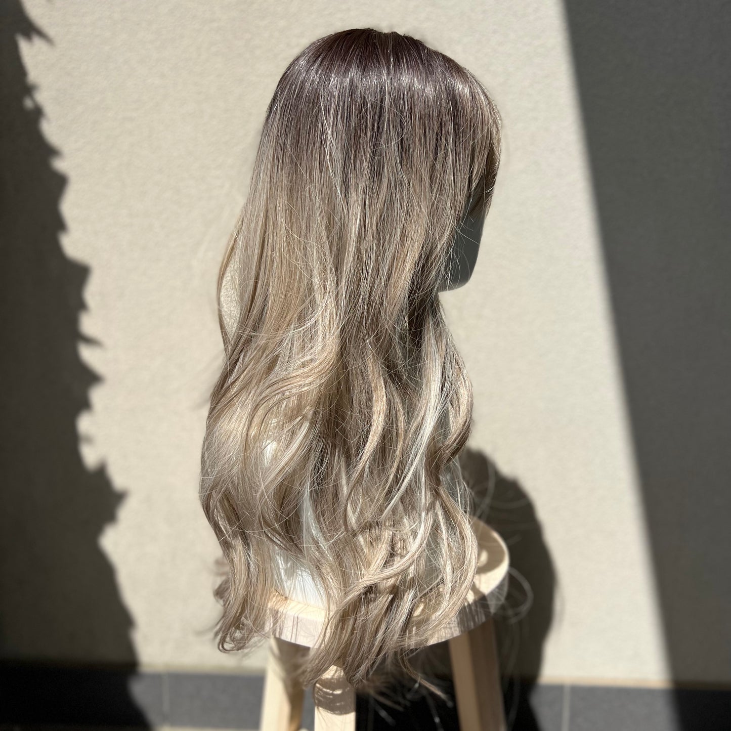 Ash Blonde Long Length Wavy Wig