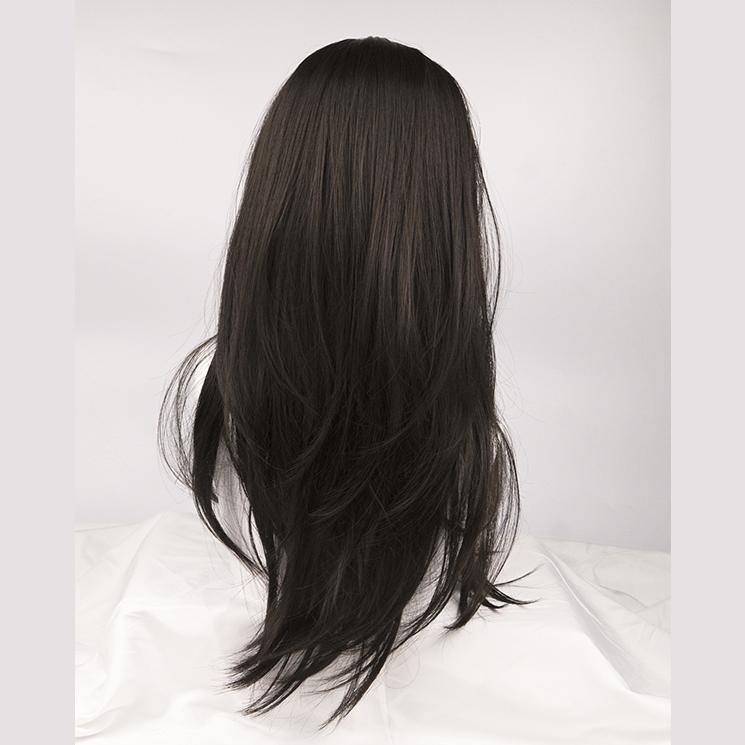 Long Straight Wig with Bangs - Dark Brown - IVYPHANT
