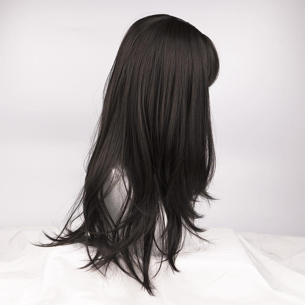 Long Straight Wig with Bangs - Dark Brown - IVYPHANT