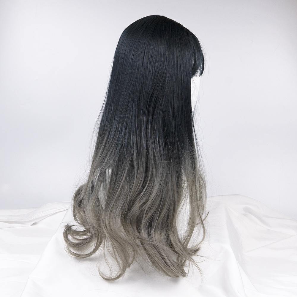 Midnight Blue To Ash Grey Ombre Long Wig With Bangs Wigs Melbourne Wigs Afterpay Wigs Berwick Wigs Ringwood Party Wigs IVYPHANT