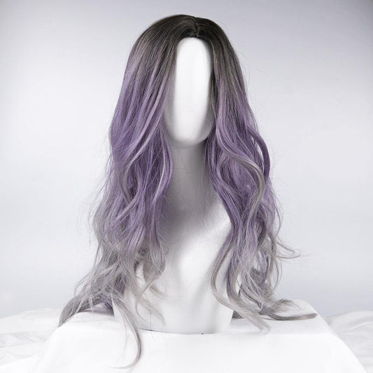 Ash Brown Lilac Ash Grey Gradient Loose Wave Long Length Wig - IVYPHANT