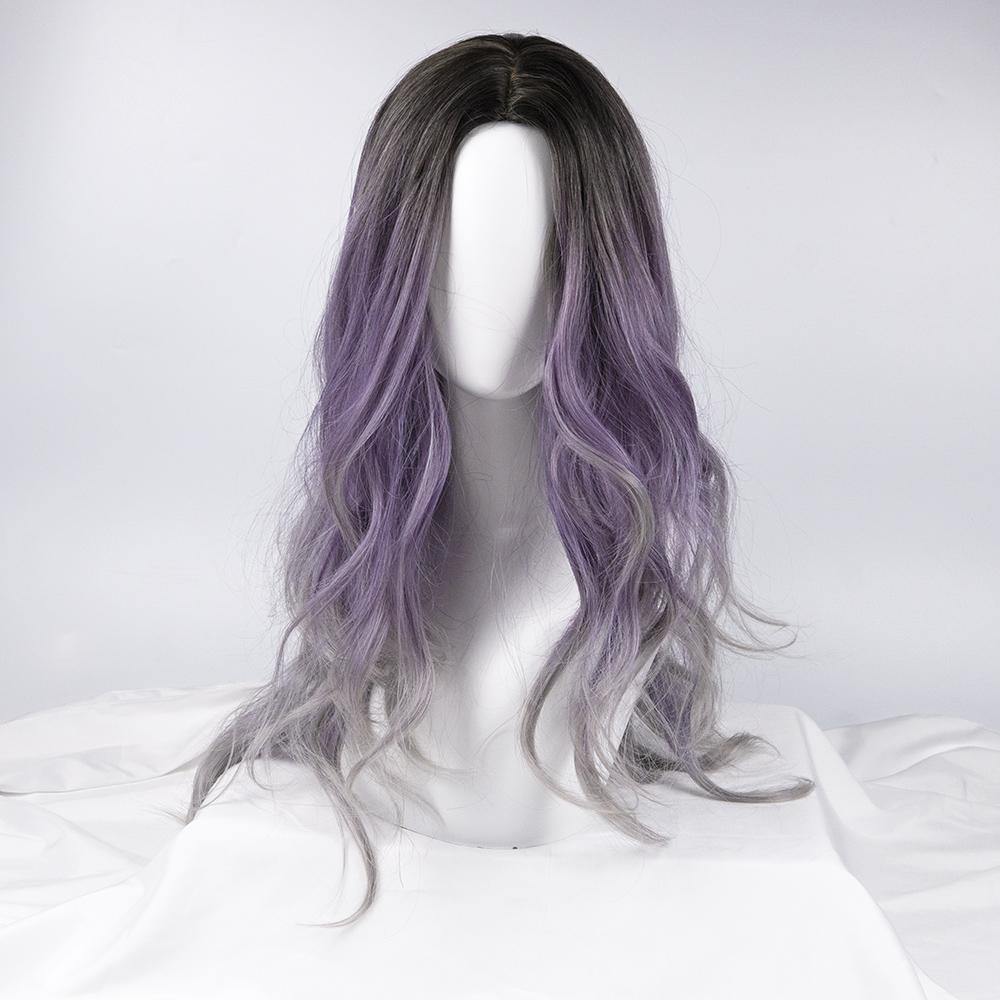 Ash Brown Lilac Ash Grey Gradient Loose Wave Long Length Wig