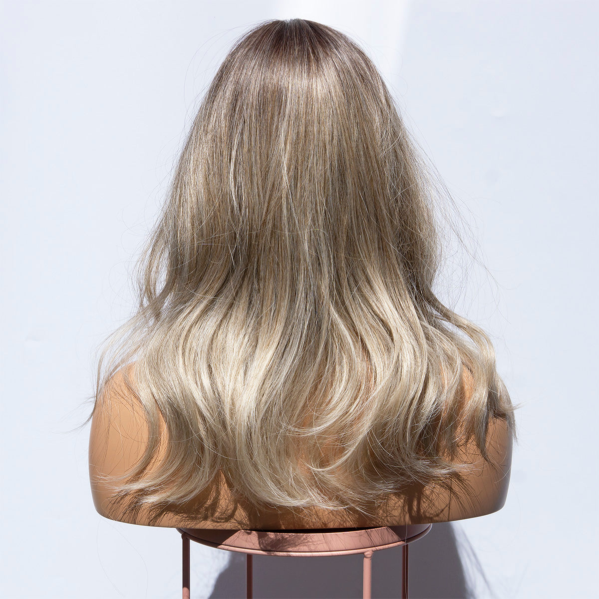 Ash Blonde Balayage Medium Length Wavy Wig - IVYPHANT