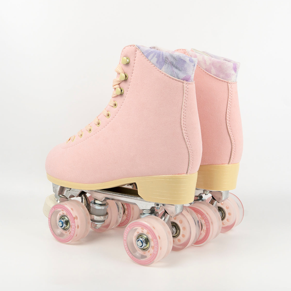 IVYPHANT Pink Floral Suede Roller Skates - IVYPHANT