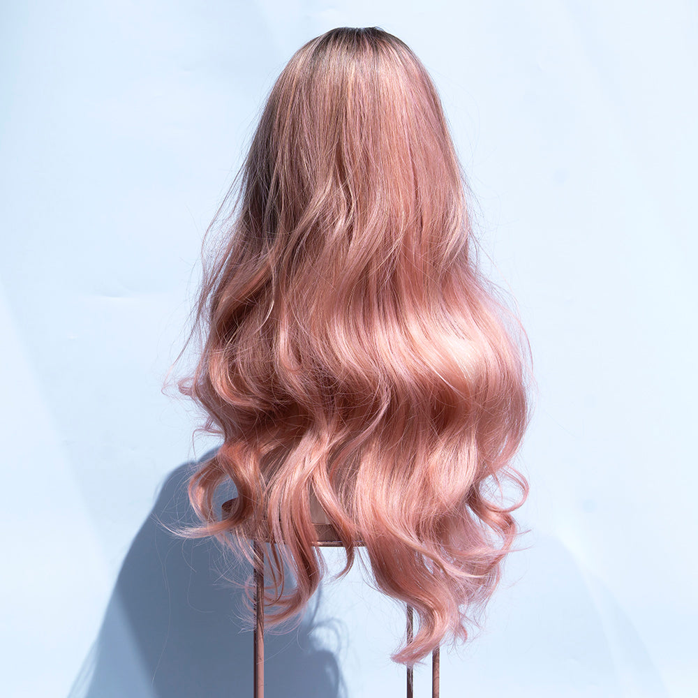 Ombre Brown to Hot Pink Long Length Wavy Wig - IVYPHANT
