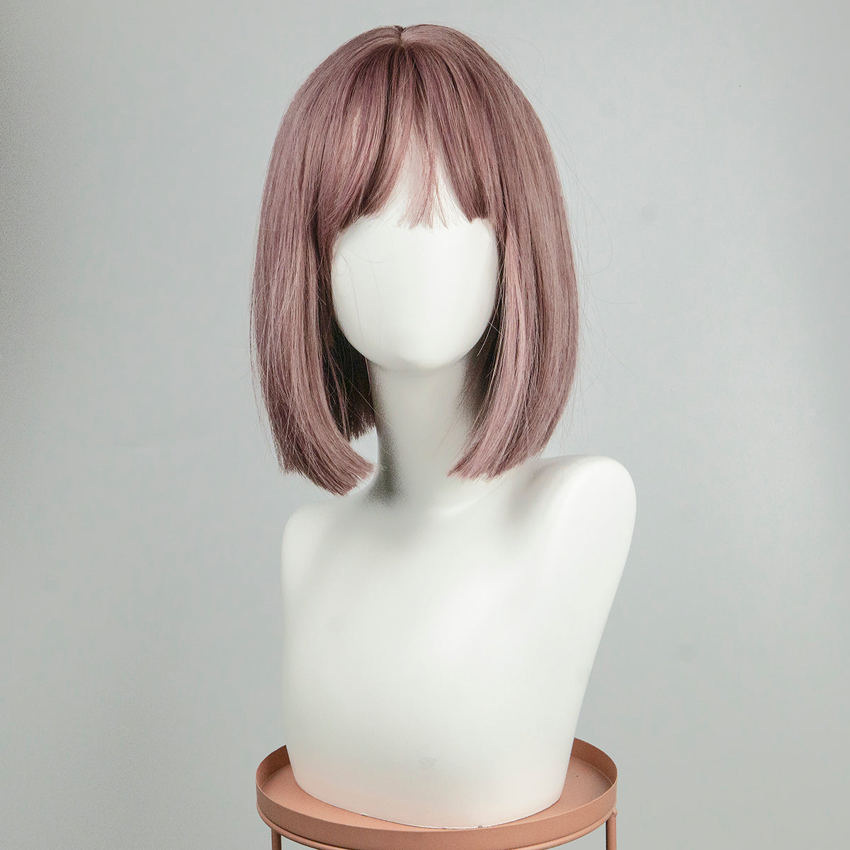 Rose Chestnut Pink Short Bob Fringe Wig - IVYPHANT