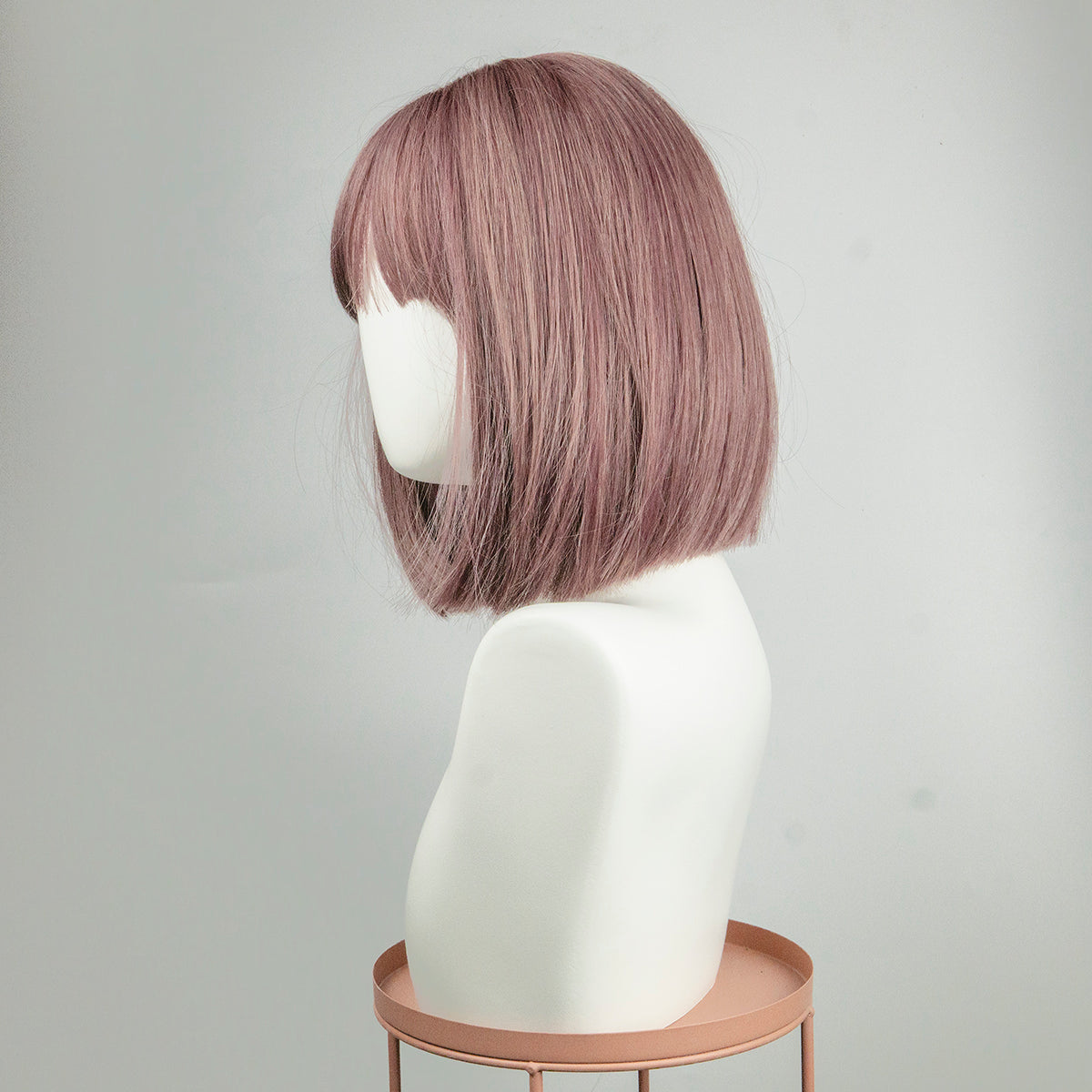 Rose Chestnut Pink Short Bob Fringe Wig - IVYPHANT