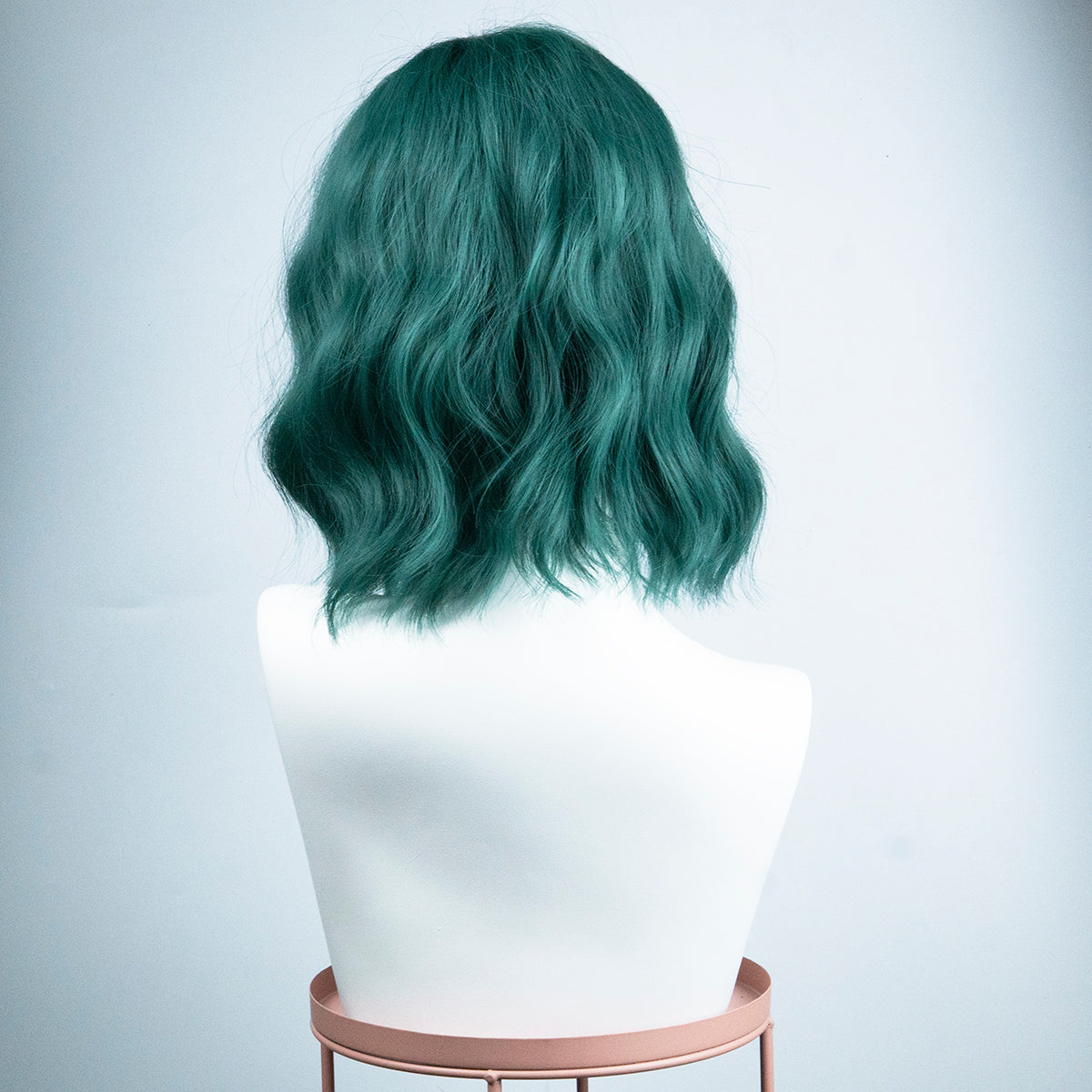 Green Wavy Short Bob Wig With Air Bangs - IVYPHANT