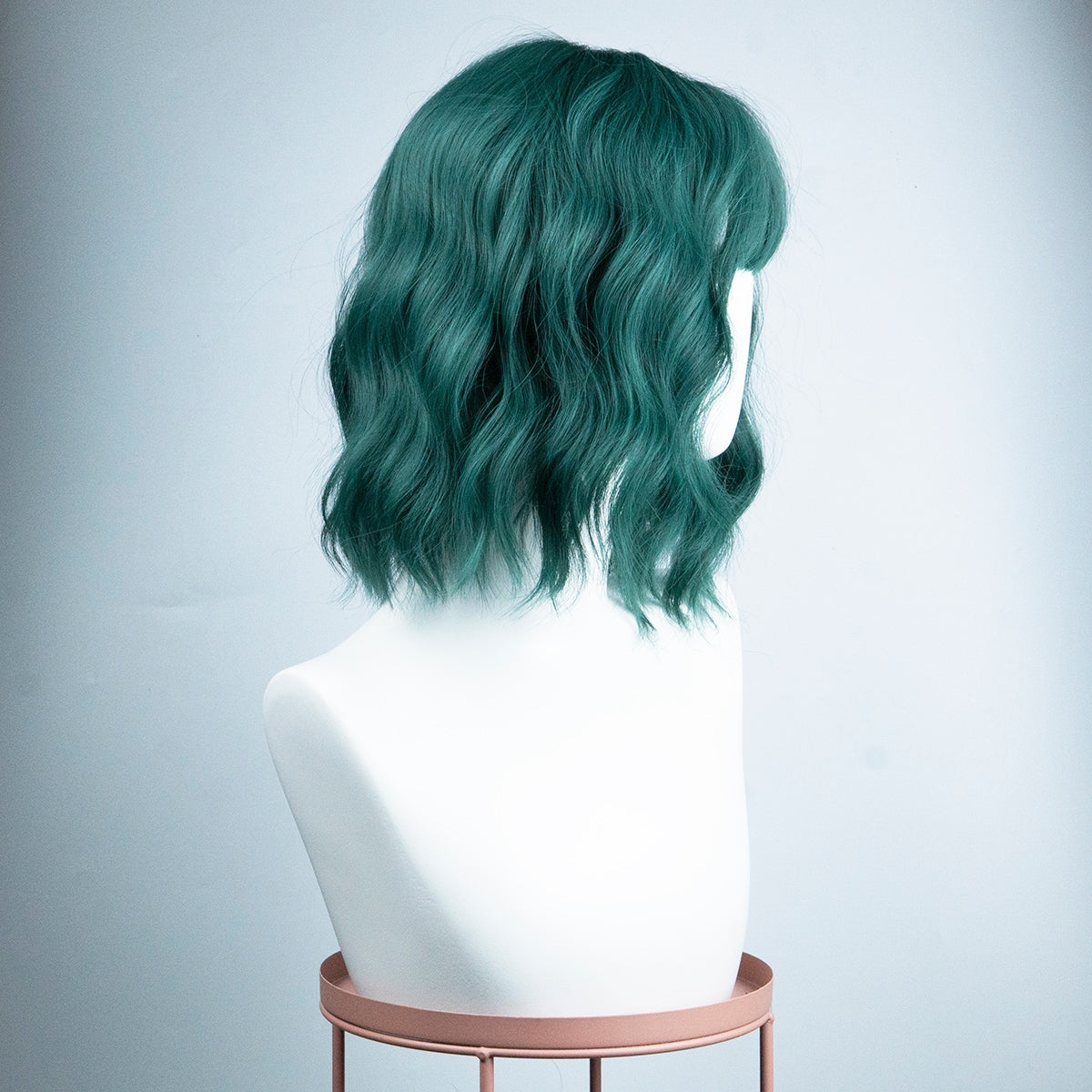 Green Wavy Short Bob Wig With Air Bangs - IVYPHANT