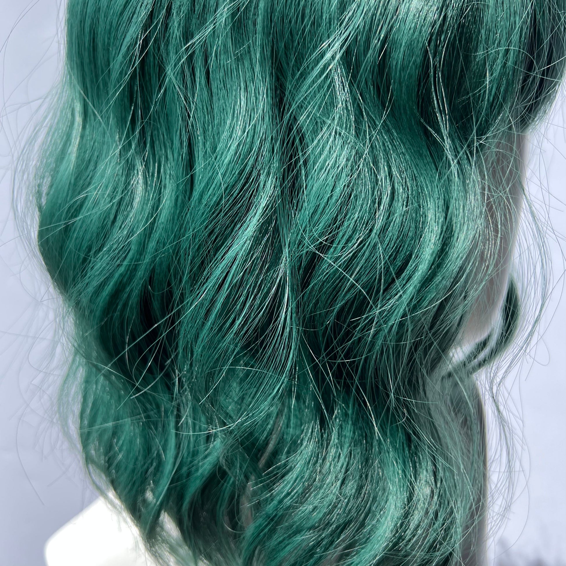 Green Wavy Short Bob Wig With Air Bangs - IVYPHANT